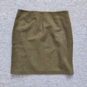 Vintage 90s Tibi 100% Wool Green Mini Skirt Silk Lined Size 2